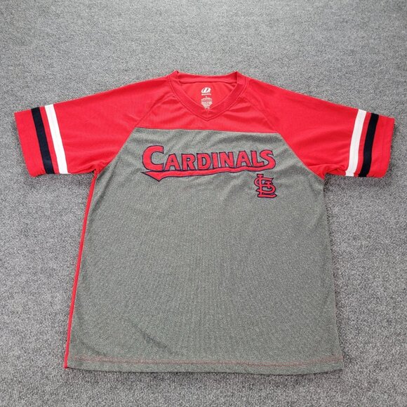 St Louis Cardinals Shirt Mens Large Gray Red‎ Short Sleeve V-Neck MLB Baseball - Picture 1 of 7